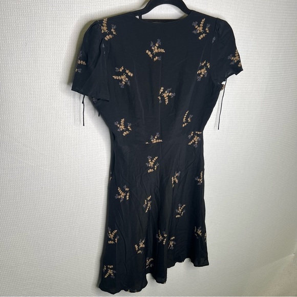 Madewell | Black 0 Midi Sheath Dress Short‎ Sleeve Silk - Picture 3 of 9